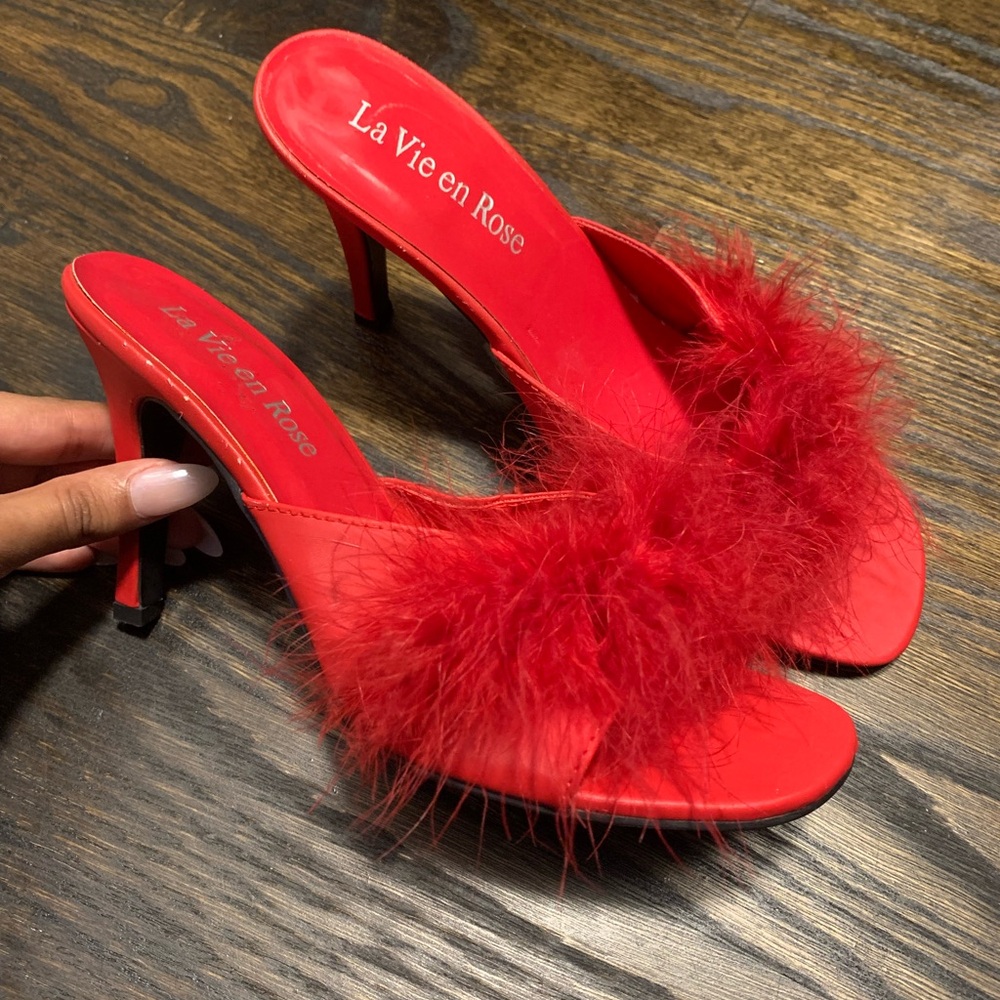 Red kitten heels